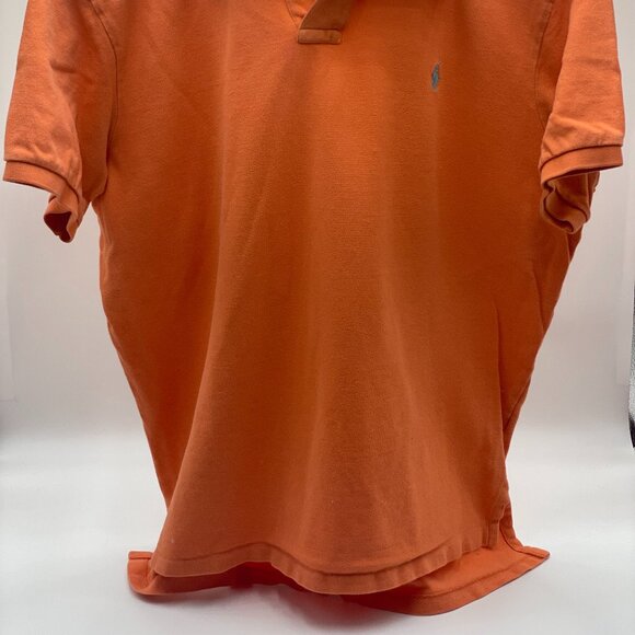 Polo Ralph Lauren Men's Orange Polo with Green Logo, Extra Large Custom Fit - Picture 2 of 4